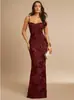 Vestido de noite com bordado floral para mulheres, roupa de festa de alta qualidade, elegante sem alças, justo, estilo francês, sem costas, cor sólida, longo