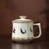 Dunhuang Bailarinas Apsaras Taza de Té de Cerámica con Tapa Taza de Oficina Taza de Té de Alta Calidad para Uso Personal