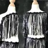 16cm Brillante de Diseñador Negro y Plateado Moda Fleco Fino Lentejuela Adorno Accesorios para Ropa de Piel y Ropa de Espectáculo Decoración