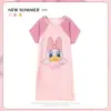Pijama Feminino Verão Manga Curta Fino Desenho Animado Pequeno Fresco Fofo Estilo Ins Solto Camisola Doce Estudante Roupas de Casa