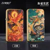 Zorro ZC11-003-3D Estampado Color Impreso Delgado Carcasa de Cobre Puro Mecha de Algodón para Queroseno Encendedor Plegable a Prueba de Viento Venta al por Mayor