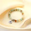 Pulsera de Cuentas Lapis Lapis Lapis Nuevo Chino Transfronteriza con Colgante de Aleación Pulsera Tejida a Mano para Hombres y Mujeres Joyería Regalo