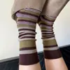 Café ligero de avena~Calcetines a rayas de otoño Meillard de media pantorrilla para mujer, combinados con Birkenstocks, ¡la vibra perezosa es increíble! Perfecto para el otoño~