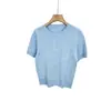 Nuevos Tops de Verano para Mujer, Suéteres de Punto, Cuello Redondo, Calados, Delgados, de Alta Gama, Versátiles, de Manga Corta, Transpirables, Diseño Amigable con la Piel