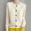 Elegante cardigã de tricô colorido abotoado para mulheres, casaco curto, grosso, novo estilo outono e inverno 2026