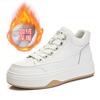 Zapatos Blancos de Cuero Genuino de Caña Alta para Mujer 2025 Invierno Nuevo Zapatos de Mujer Cálidos de Suela Gruesa Zapatos Planos Casuales Versátiles
