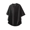 Camiseta Estilo Chanel de Manga Curta e Decote V para Homens, Camisa Base Listrada Preta e Branca de Verão, Caimento Relaxado, Peça Solta para Casais, Moderna
