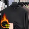 Sudadera de felpa gruesa de 520 g para hombre, nuevo estilo de invierno 2025, cuello semi-alto casual, capa base cálida