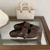 Zapatos Shoe-Ren 2026 Versión Coreana Zapatos Retro Birkenstock con Doble Hebilla para Mujer, Mocasines Cerrados Slip-On para Uso en Exteriores