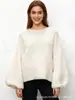 Suéter de Punto Asimétrico Hombro Caído Manga Larga 2026 Otoño e Invierno para Mujer Top de Punto Holgado Estilo Perezoso Suave Versátil