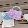 Nueva Versión Coreana Transfronteriza Bolso Infantil de Lazo Pequeño Estilo Chanel Camelia Bolso de Hombro Bolso de Mano con Perlas Versátil Bolso Cruzado