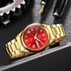 Reloj para hombre Daifa Disi de un solo color, de ajuste rápido, con doble calendario, impermeable, luminoso, de banda de acero dorado.