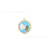 Colgante de Acero Inoxidable con Goteo de Aceite Estilo Pintura al Óleo Flor Mariposa - Pendientes de Estilo Pintura al Óleo