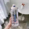 Nueva Botella de Agua Deportiva y de Fitness de Gran Capacidad, Taza de Verano de Aspecto Elegante, Portátil, Resistente a Altas Temperaturas, Botella de Agua para Exteriores con Popote