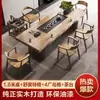 Mesa de té de tablero grande de madera maciza y juego de sillas mesa de té integrada moderna mesa de preparación de té mesa de té Gongfu simple para sala de estar mesa de té para beber todo de madera maciza