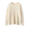 Suéter clásico coreano de punto trenzado 100% cachemira pura para mujer, jersey grueso cepillado vintage, estilo casual