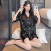 Estilo coreano ins pijama de verano para chica dulce mujer manga corta mariposa negra estampado completo traje de casa al por mayor