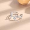 Anillo de plata de ley 925 con estrellas y doble diamante para mujer, moda europea y americana, venta al por mayor.