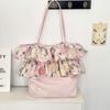 5423 Nuevo Bolso de Hombro Patchwork Floral Rosa Vintage para Mujer con Volantes, Gran Capacidad, para Viaje, Portátil, de Axila