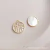 Collar con Colgante de Fortuna Chapado en Oro de 14K con Concha de Color Marino, Cadena para Clavícula, Cordón de Cuero, Amuleto de Fortuna Accesorio para Joyería DIY