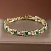 Pulsera de Cobre y Circonita Más Vendida Transfronteriza de Temu, Pulsera Tennis Geométrica Cuadrada de Dos Filas, Joyería de Nicho Elegante y Versátil