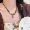 D Colar Borboleta Estilo Étnico Boêmio Feminino Design de Nicho Cerâmica Nova Chinoiserie Retro Acessórios de Saia Rosto de Cavalo