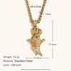Collar Colgante Cabeza de León Cruzada para Hombre de Venta Caliente Transfronteriza Europea y Americana Acero Inoxidable Chapado en Oro de 18K Anillo Exagerado Hip Hop