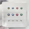 Pendientes de aleación de titanio F136 con borde ondulado y ópalo envuelto para la lengua, clavos para el labio, clavos enterrados, joyería para perforación de cabeza