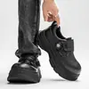 Zapatos de Cuero Bajos para Hombre, Zapatos Casuales Retro con Hebilla Giratoria para Primavera y Otoño, Zapatos Derby de Cuero con Punta Ancha Estilo Británico para Hombre