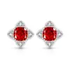 Brincos de Trevo da Sorte com Flores de Gelo Coloridas de Pedras Preciosas Vendidos Globalmente Banhados a Ouro Real Brincos de Flor de Diamante de Alto Carbono Transmissão ao Vivo Dropshipping