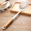 Espátula de aço inoxidável com cabo de madeira terno anti-escaldadura pá de cozinha utensílios de cozinha coador colher de cozinha panelas domésticas panela quente