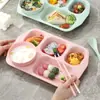 Plato de Cena de Paja de Trigo Plato de Cena Creativo Japonés para Niños Plato Dividido de Dibujos Animados Anticaída Hogar Plato de Comida Rápida Venta al por Mayor