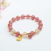 Pulsera de Cristal de Fresa Natural Hielo Guan Yu Pulsera de Cristal de Cabello Dorado para Mujeres Venta al por Mayor y Entrega de Fábrica de Cristal S3020308