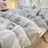 Conjunto de Quatro Peças de Flor Estéreo Relevada Fresca em Lã Leite para Inverno Espessado Quente Coral Fleece Plus Veludo Roupa de Cama 3