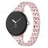 Adequado para Google Pixel Watch Pulseira de Relógio de Diamante de Duas Fileiras com Cinco Contas com Incrustação de Diamante Metálico Google 1/2/3/4