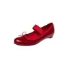 Zapatos Mary Jane de piel con lazo estilo ballet y aumento interno de altura, zapatos de mujer de tacón bajo de cuña con punta redonda de piel genuina, otoño 2026