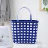 Bolsa de Palha Plástica Tecida à Mão Feminina Bolsa de Viagem de Palha Plástica Bolsa Quadrada Pequena de Palha Plástica Tecida à Mão Bolsa de Praia Feita à Mão
