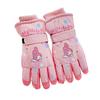Guantes de esquí para niños Sanrio Kulomi de invierno para bebés, bonitos, cálidos, forrados con vellón, gruesos, impermeables para la nieve para niñas.