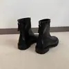 2026 Nuevas Botas Elegantes Simples de Punta Cuadrada con Cremallera Trasera Elásticas Ajustadas para Mujer, Botas Martin Retro Cómodas de Suela Blanda con Tacón Bajo