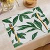 Ins Placemat de Lino Nórdico Estampado de Plantas Mantel de Mesa de Cocina Rectangular Aislante Térmico Impermeable