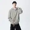 Sudadera con capucha y media cremallera a rayas de bloques de color retro americano para mujer, estilo otoño, estilo universitario, sudadera casual y relajada