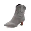Botas de Cuero Moda Otoño e Invierno Europeas y Americanas Botas para Mujer Zapatos de Tacón Alto Puntiagudos Amazon Talla Grande Botas de Cuero