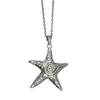 Collar Oceánico Vintage para Mujer, Cadena para Clavícula con Colgante de Estrella de Mar Luminosa Larga, Cadena Exagerada Dulce y Fresca de 70 cm para Suéter