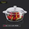 Tigela de Vidro Resistente ao Calor Panela de Sopa com Tampa Prato para Micro-ondas Tigela Transparente para Salada Tigela Doméstica com Duas Alças Tigela para Ovos Cozidos Tigela para Macarrão