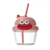 Copo de Vidro Portátil Mini Desenho Animado com Canudo para Crianças, para Uso Doméstico, Adequado para Chá de Leite e Bebidas, Oferta Promocional