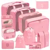 Set organizador de viaje premium, incluye 11 piezas: bolsas para guardar ropa, bolsas con cordón, bolsas para cosméticos y artículos de tocador, y bolsas de malla plegables para almacenamiento