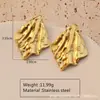 Brincos de Tarraxa de Aço Inoxidável Banhados a Ouro em Alta Venda Brincos de Folha de Aço Inoxidável Personalizados Brincos de Folha Banhados a Ouro da Moda de Luxo Leve