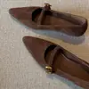 Primer Encuentro de la Temporada: Zapatos Mary Jane Retro de Gamuza con Punta Fina y Tacón Grueso de Moda para Mujer, Zapatos de Tacón Medio de Color Sólido y Correa Única Versátiles