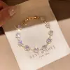Pulsera Ajustable Flor de Circonita Super Brillante, Lujo Ligero, Moda de Gama Alta, Diseño Simple, Joyería Única para Mujer