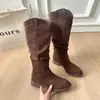 Botas Acampanadas Plisadas Melard, Botas de Mujer Estilo Alto de Ante Vintage, Botas Largas Nuevas Otoño/Invierno 2026 para Mujeres Petites
